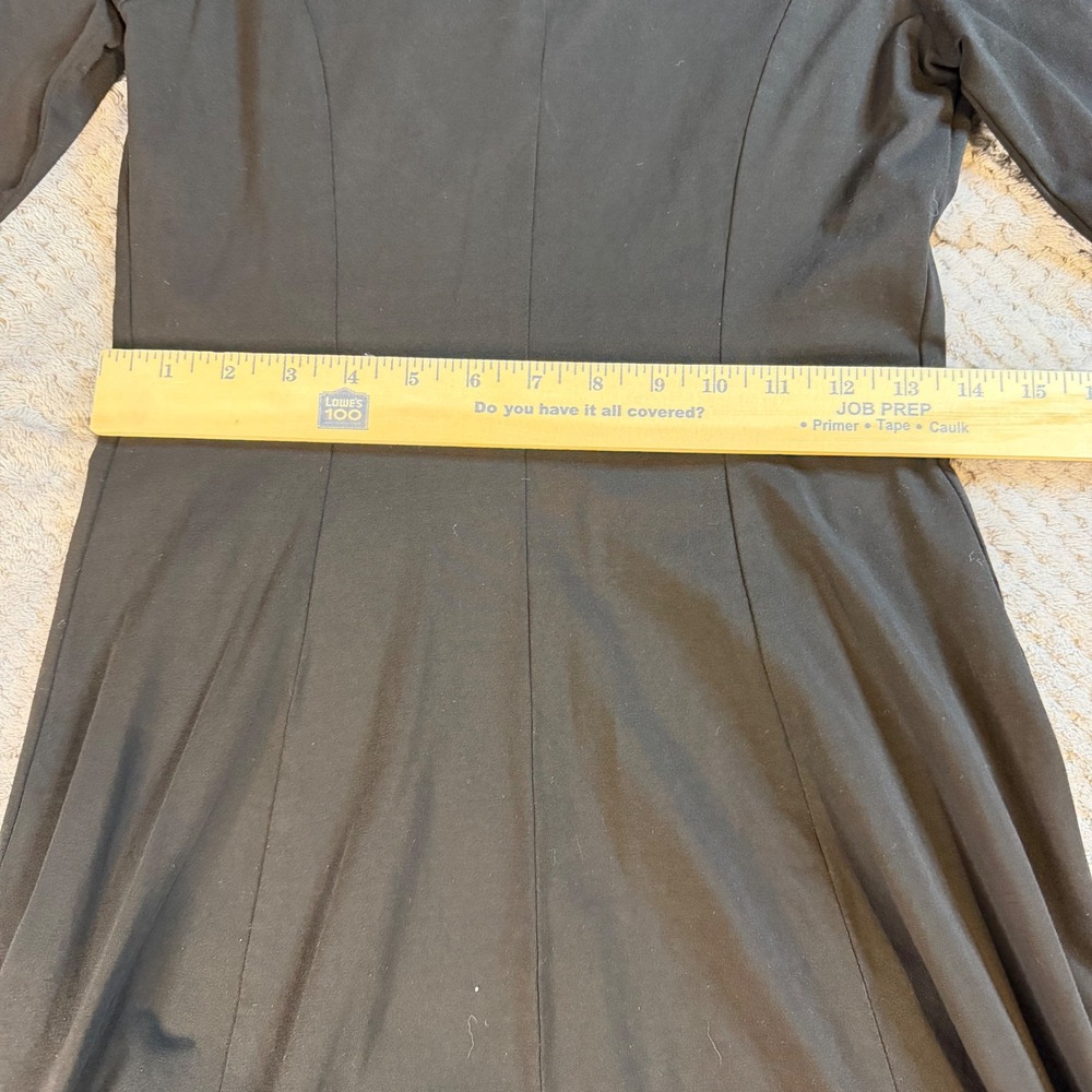 Aphratti Womens Black Peter Pan Collar Dress Long Sleeve Skater Mod Size 8 - Picture 4 of 7